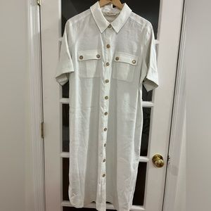 Soft Surroundings Mint Green Fontana Button Front Midi Dress - size L